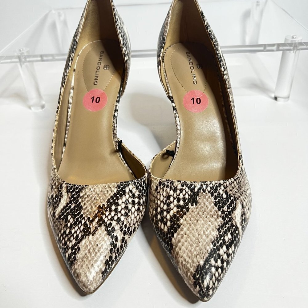 Bandolino Women's D'Orsay Heels 3" Sz 10‎ Snakeskin Pointed Toe Dress Shoes 80s